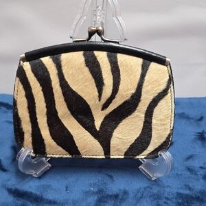 Fossil Black and Cream Kisslock Small Wallet